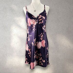 Morgan Taylor Intimates Satin Floral Slip Women's S Purple Lace Y2K Fairycore